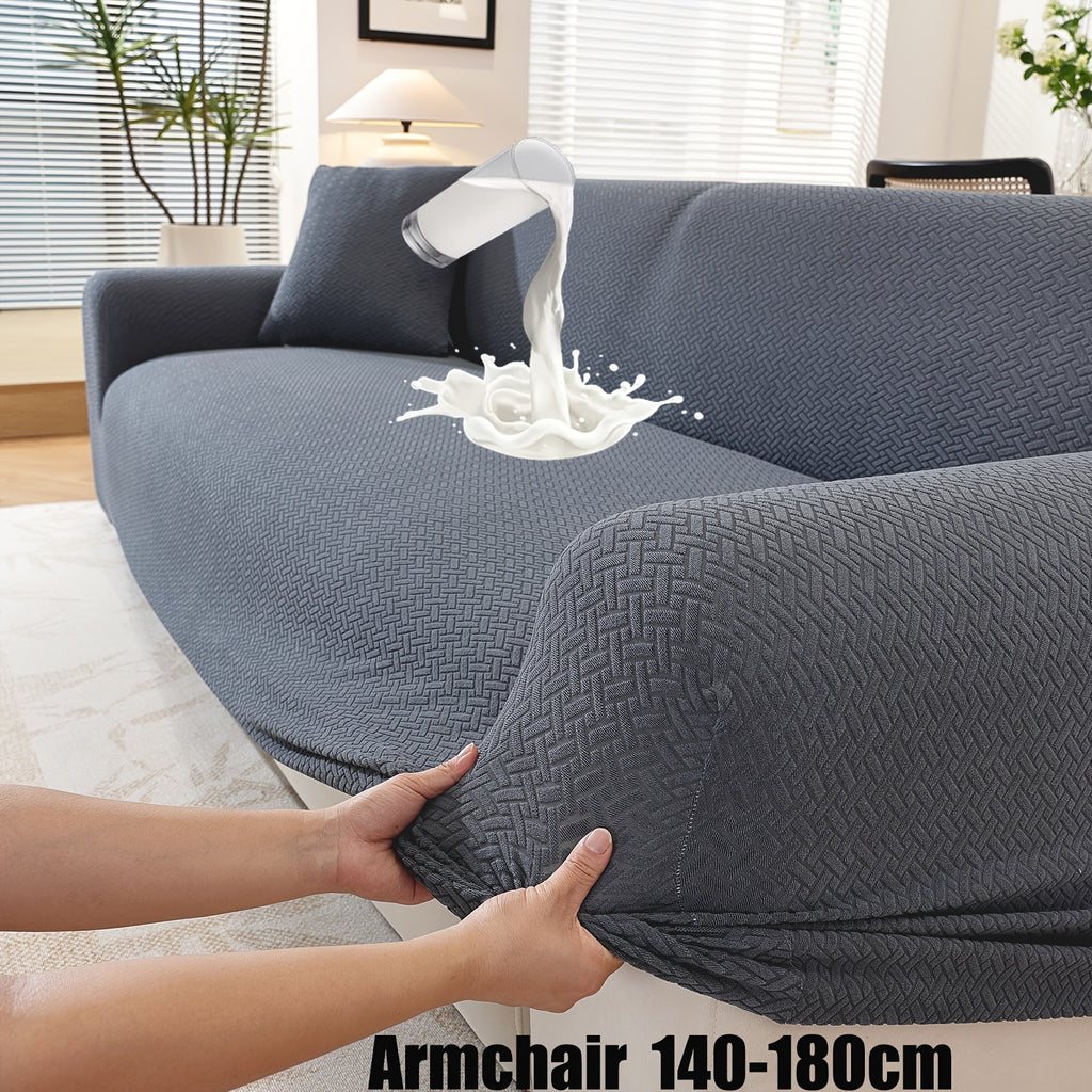 Housse de canapé extensible en polaire jacquard, mise en situation