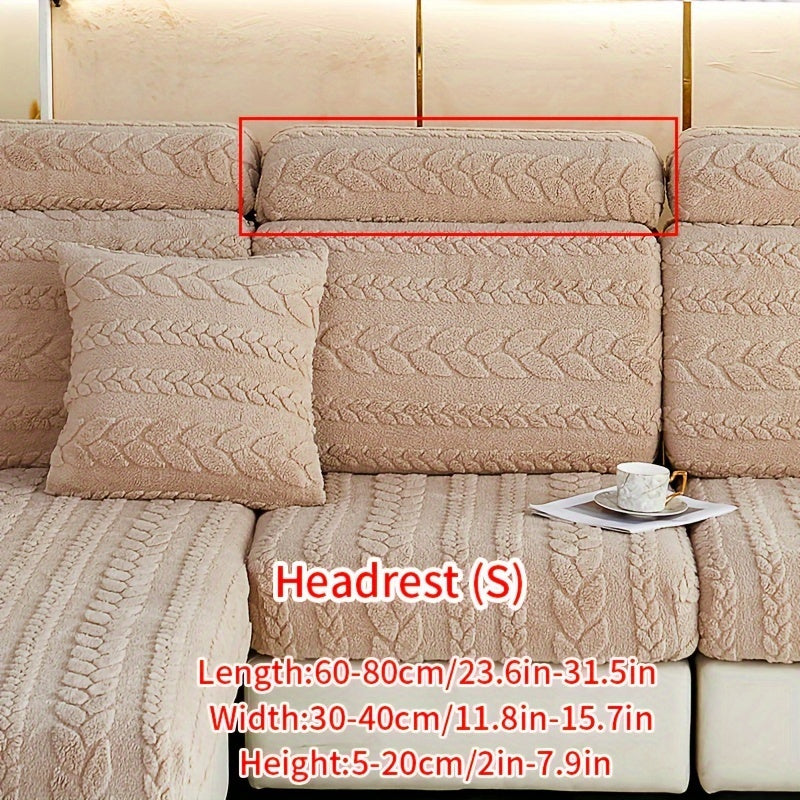 Housse de canapé extensible en velours jacquard antidérapante à housses, gros plan sur le tissu