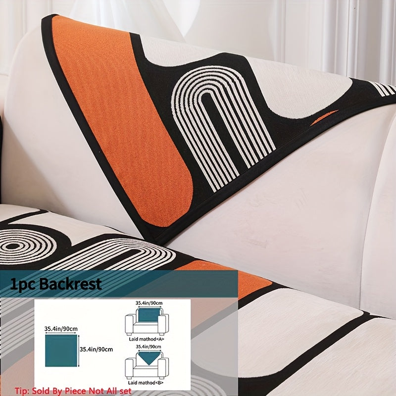 Housse de coussin en chenille jacquard à motif géométrique antidérapante, compatible fauteuil, canapé deux places, canapé trois places