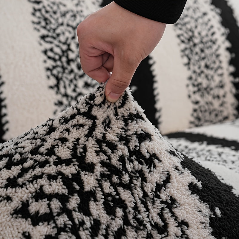 Housse de canapé en velours jacquard à motif zébré antidérapante, vue de dos
