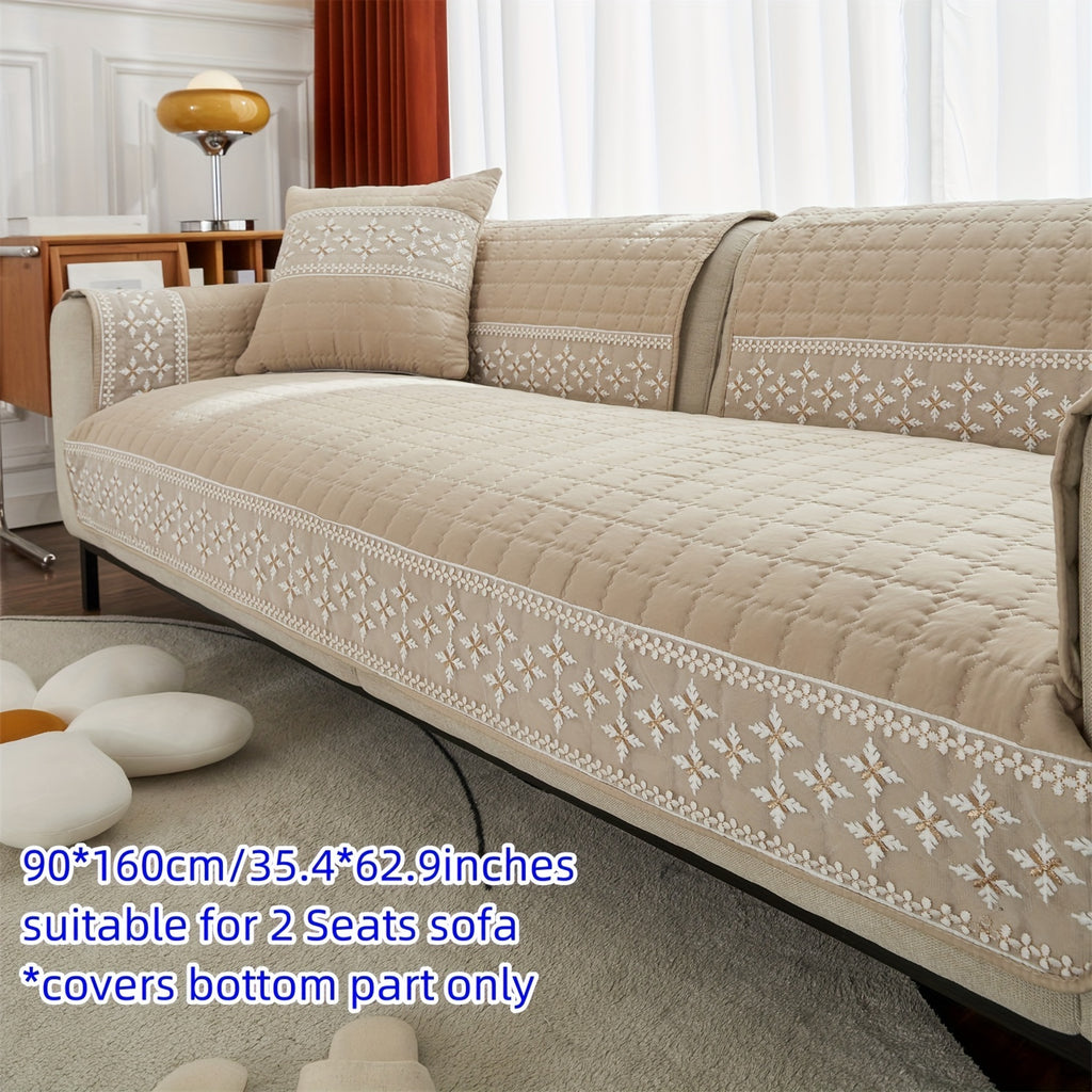 Housse de coussin matelassée à maille gaufrée antidérapante, détail de l'ourlet