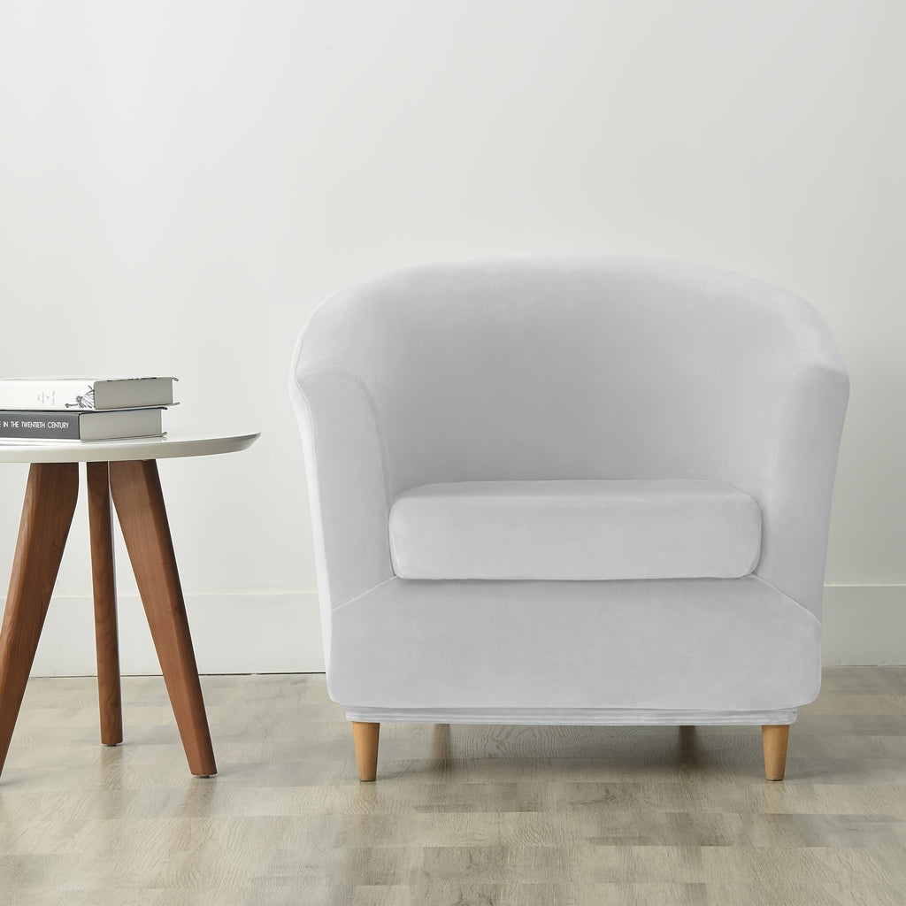 Housse de canapé extensible en polaire en fils teints, mise en situation