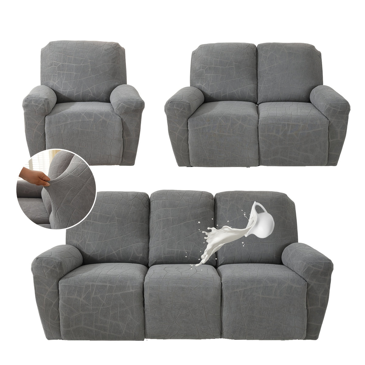 Housse de canapé extensible en polaire jacquard antidérapante à housses