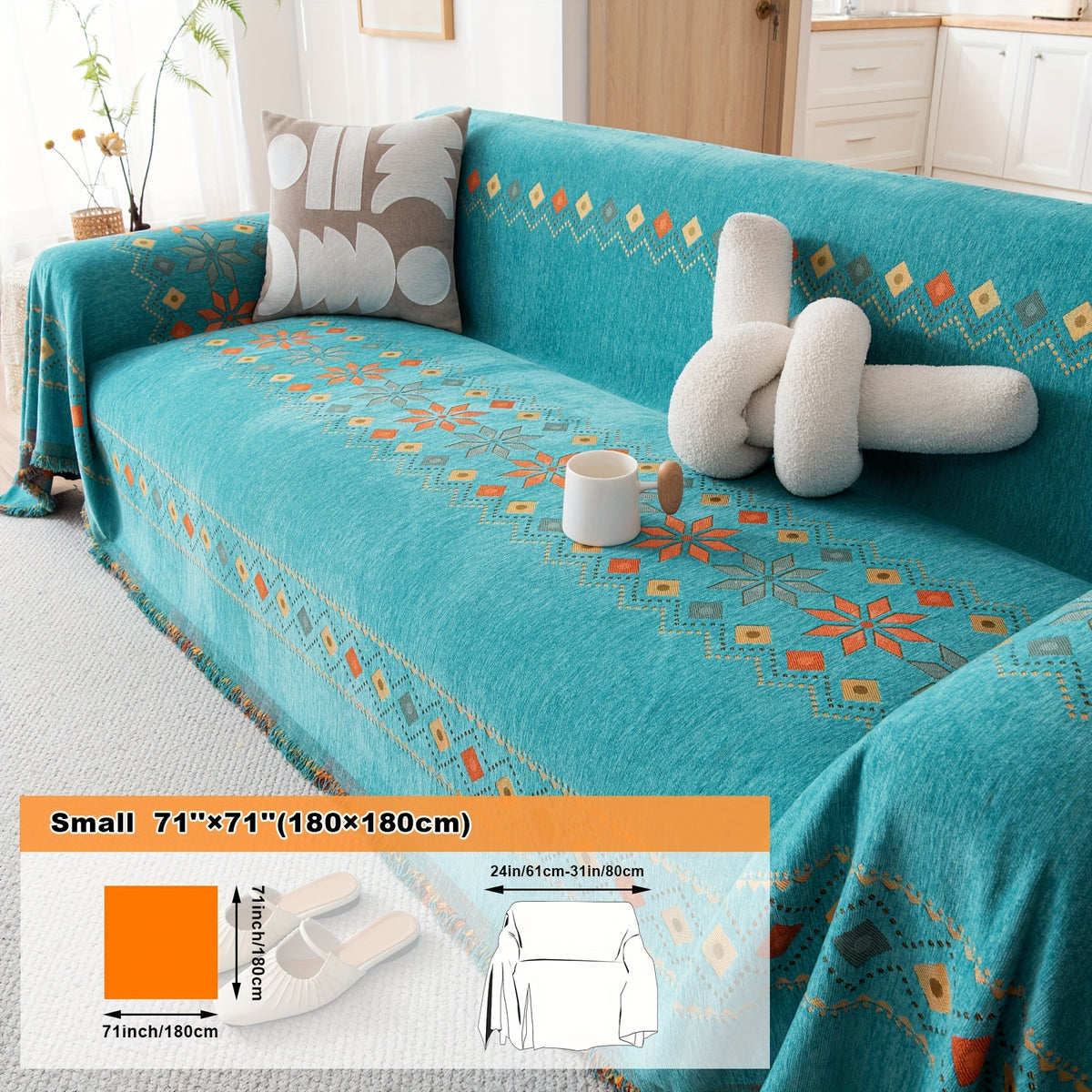 Housse de coussin en chenille jacquard — détail de la matière : chenille