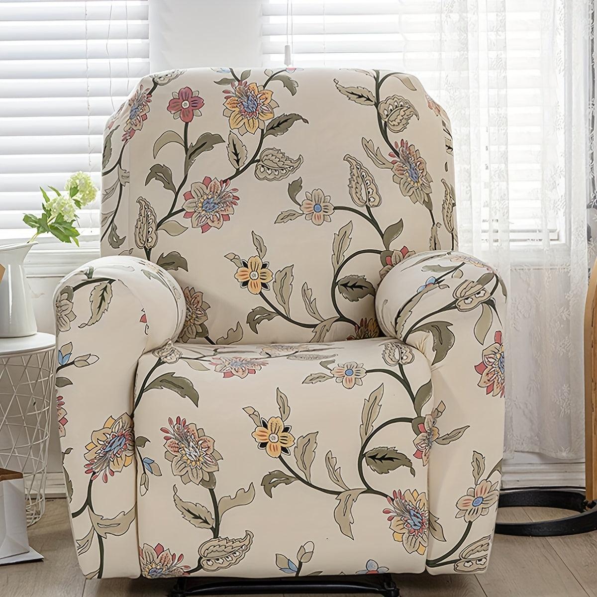 Housse de canapé extensible en fibre de lait matelassée à motif fleuri