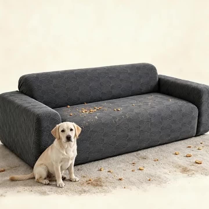 Housse de canapé épaisse extensible en polaire jacquard antidérapante, autre coloris