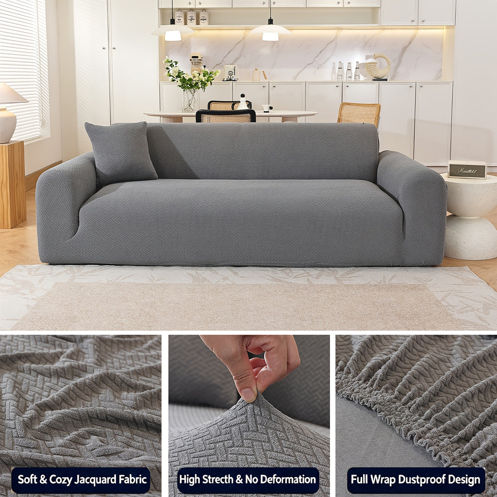Housse de canapé extensible en polaire jacquard