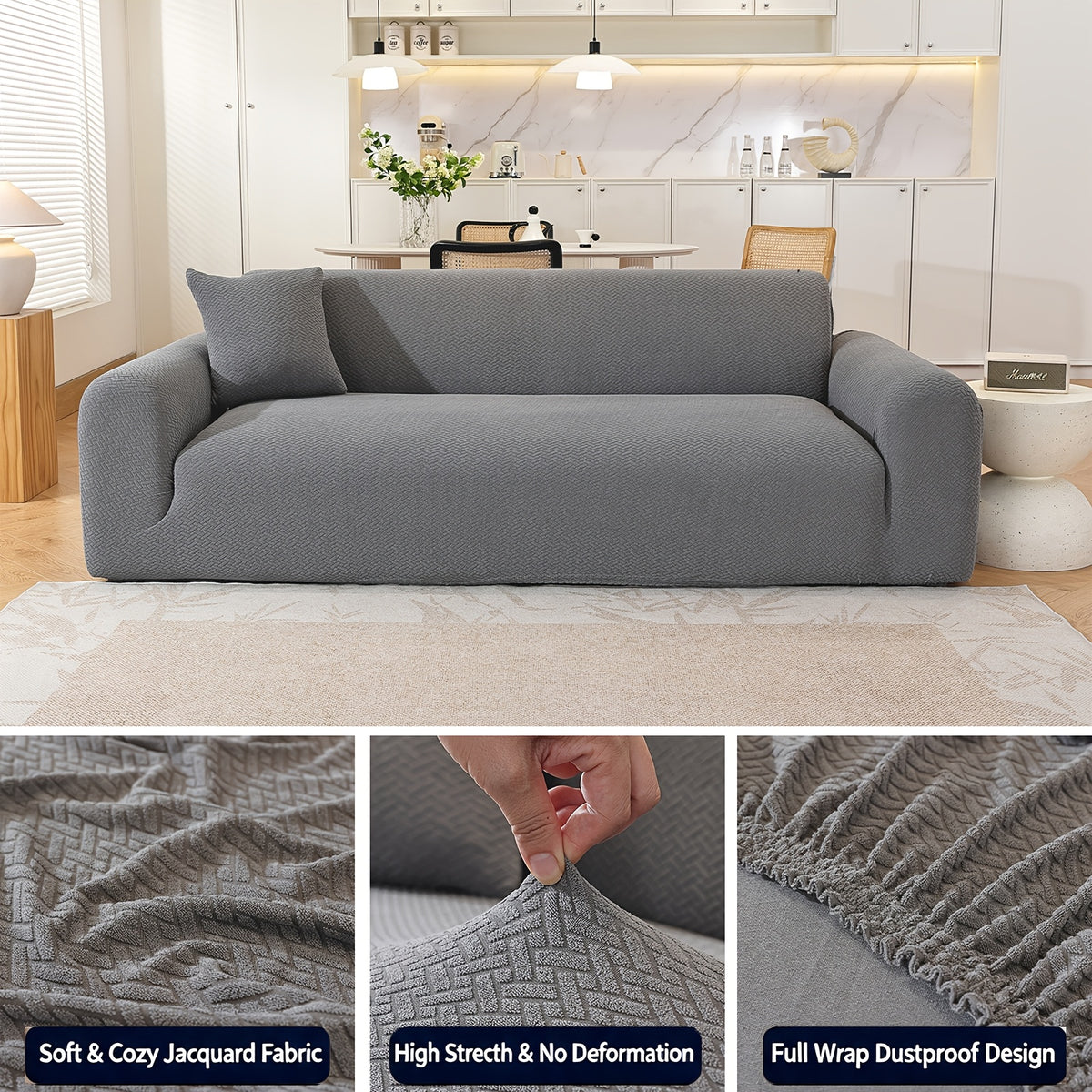 Housse de canapé extensible en polaire jacquard