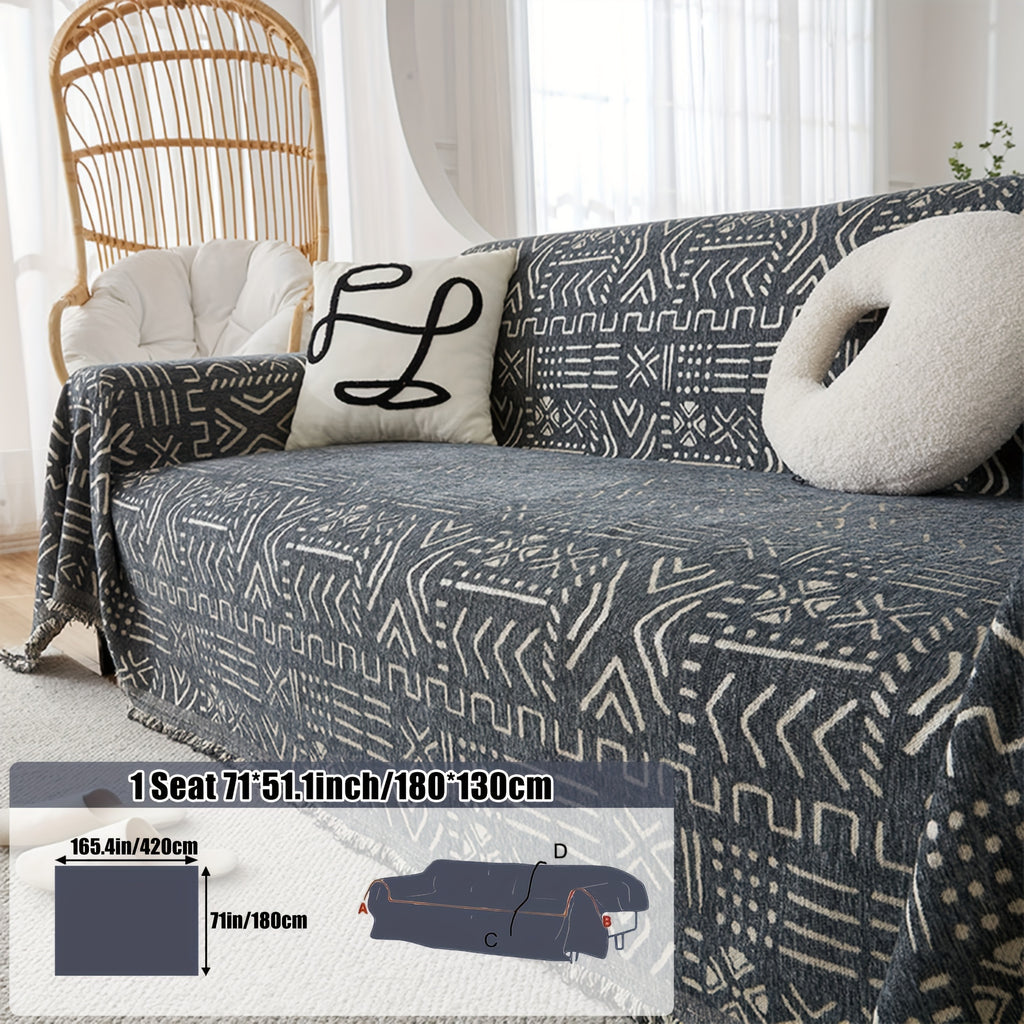 Housse de canapé en chenille jacquard anti-griffes