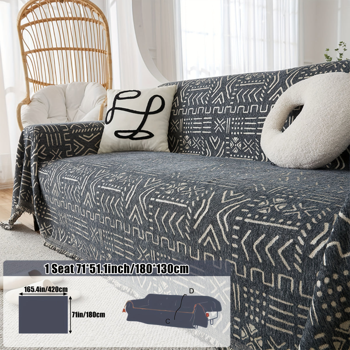 Housse de canapé en chenille jacquard anti-griffes