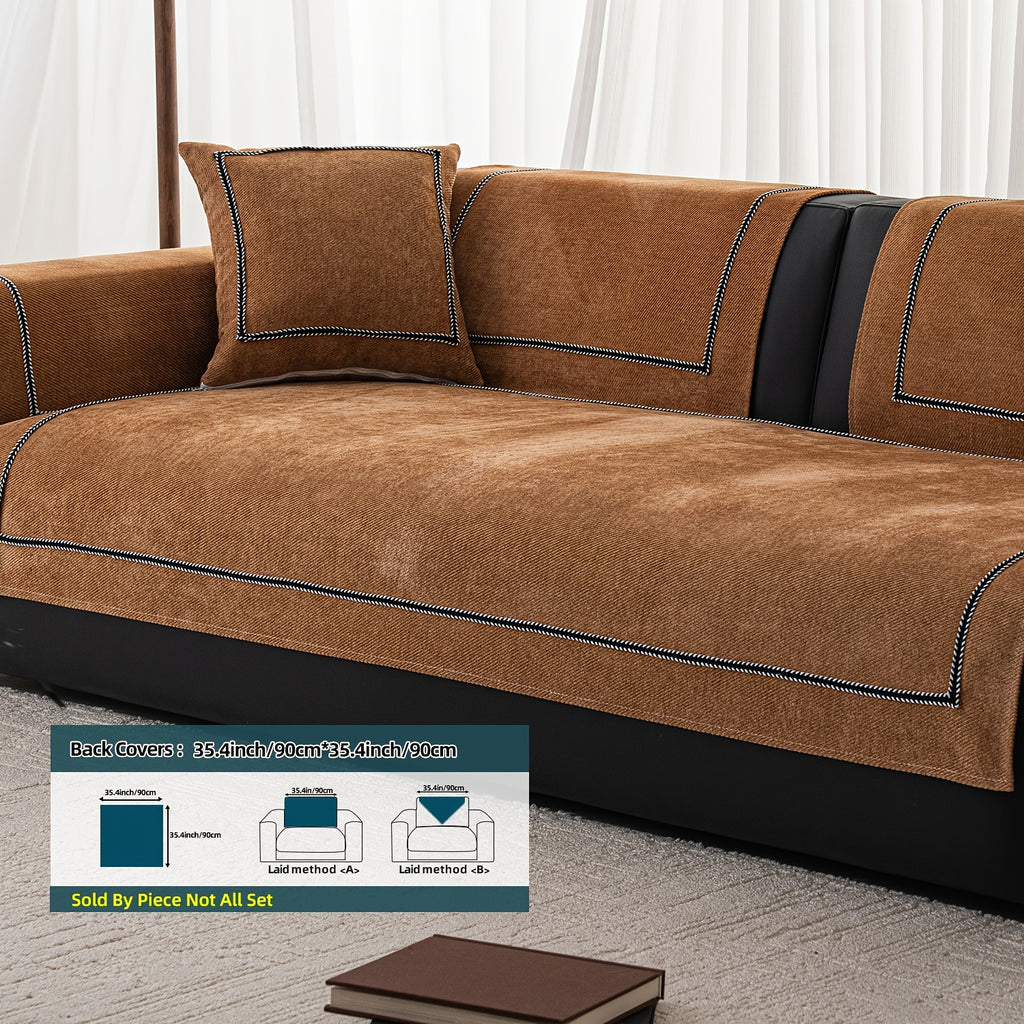 Housse de coussin épaisse en chenille en fils teints antidérapante à housses, gros plan sur le tissu