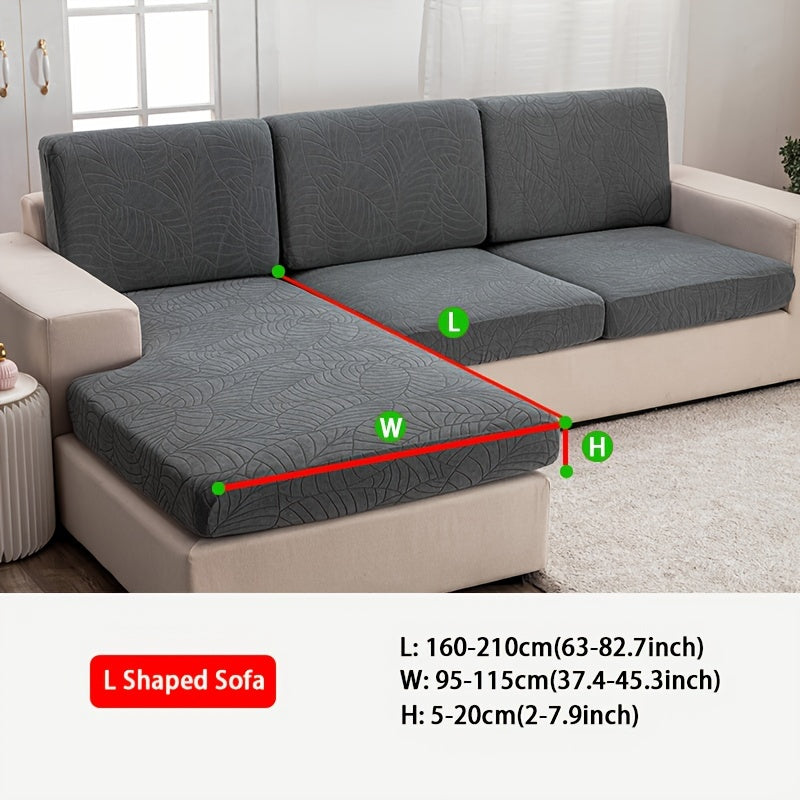 Housse de canapé épaisse extensible en polaire jacquard à motif feuillage, autre coloris