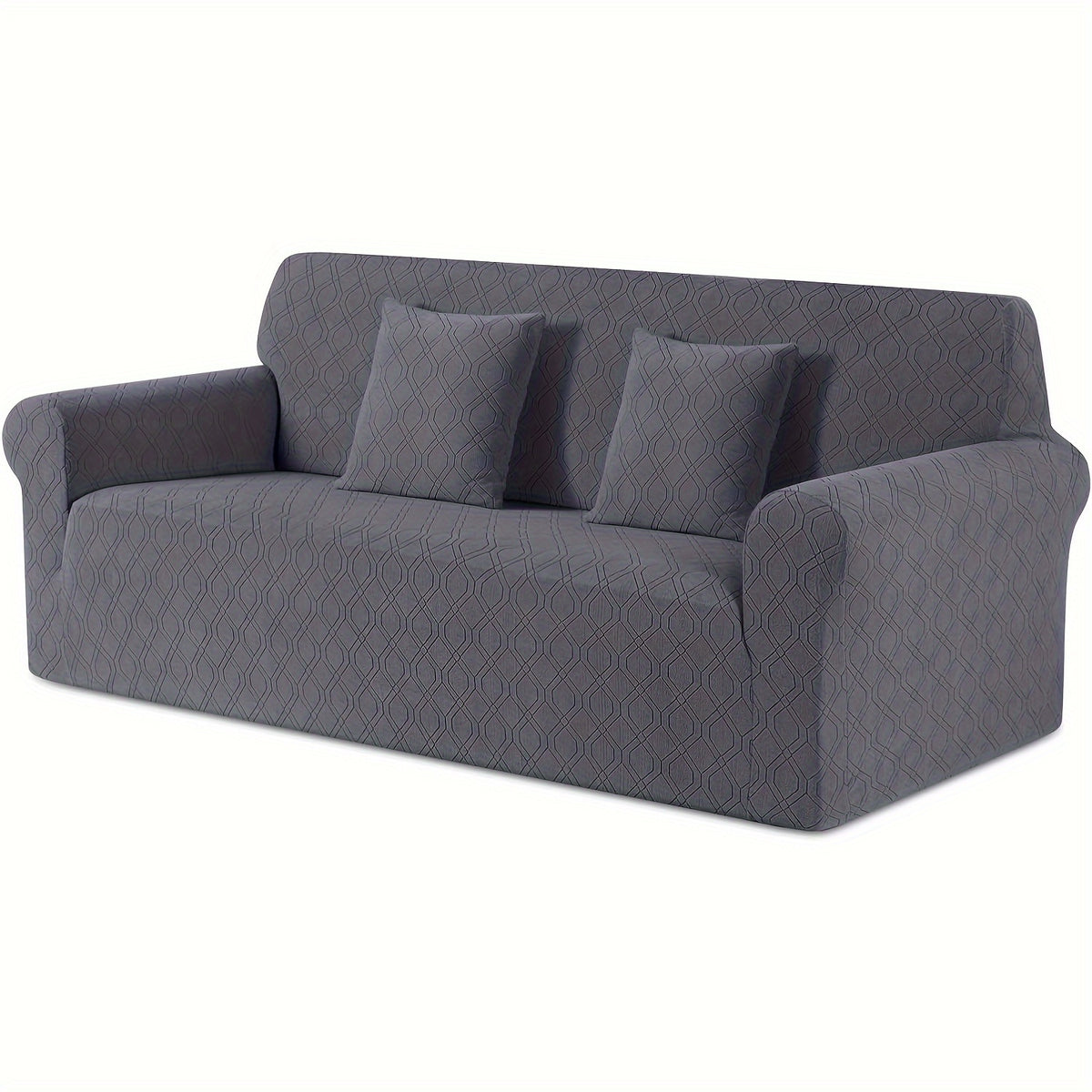 Housse de canapé extensible en polaire jacquard antidérapante d'esprit vintage, mise en situation