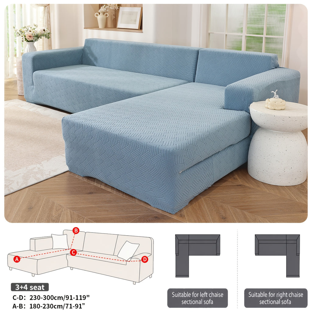 Housse de canapé épaisse extensible en polaire jacquard, vue d'ensemble