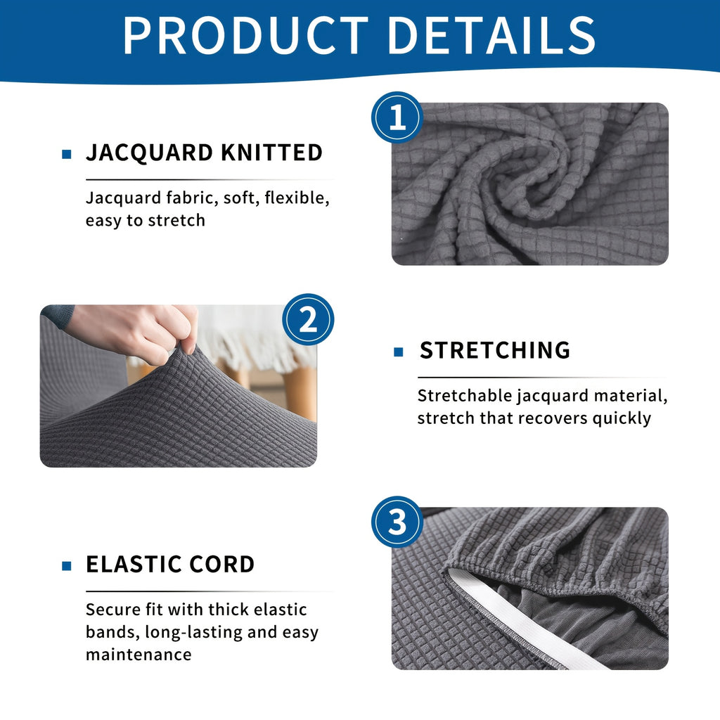 Housse de canapé extensible en polaire jacquard à carreaux sans accoudoirs, vue d'ensemble