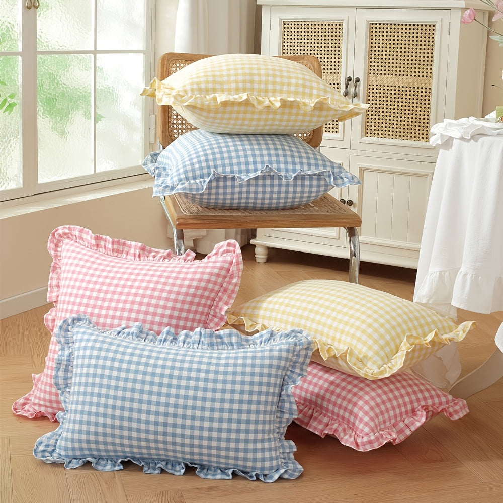 Housse de coussin en coton en fils teints, vue de dos