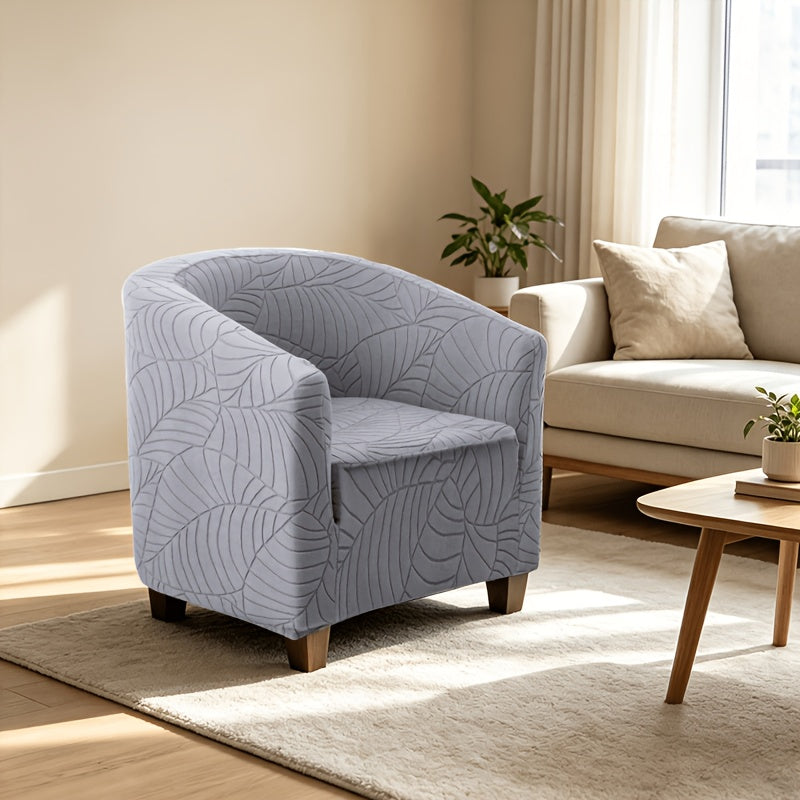 Housse de chaise en polaire jacquard à motif feuillage avec poche de rangement, tissu de 200 à 250 g/m²