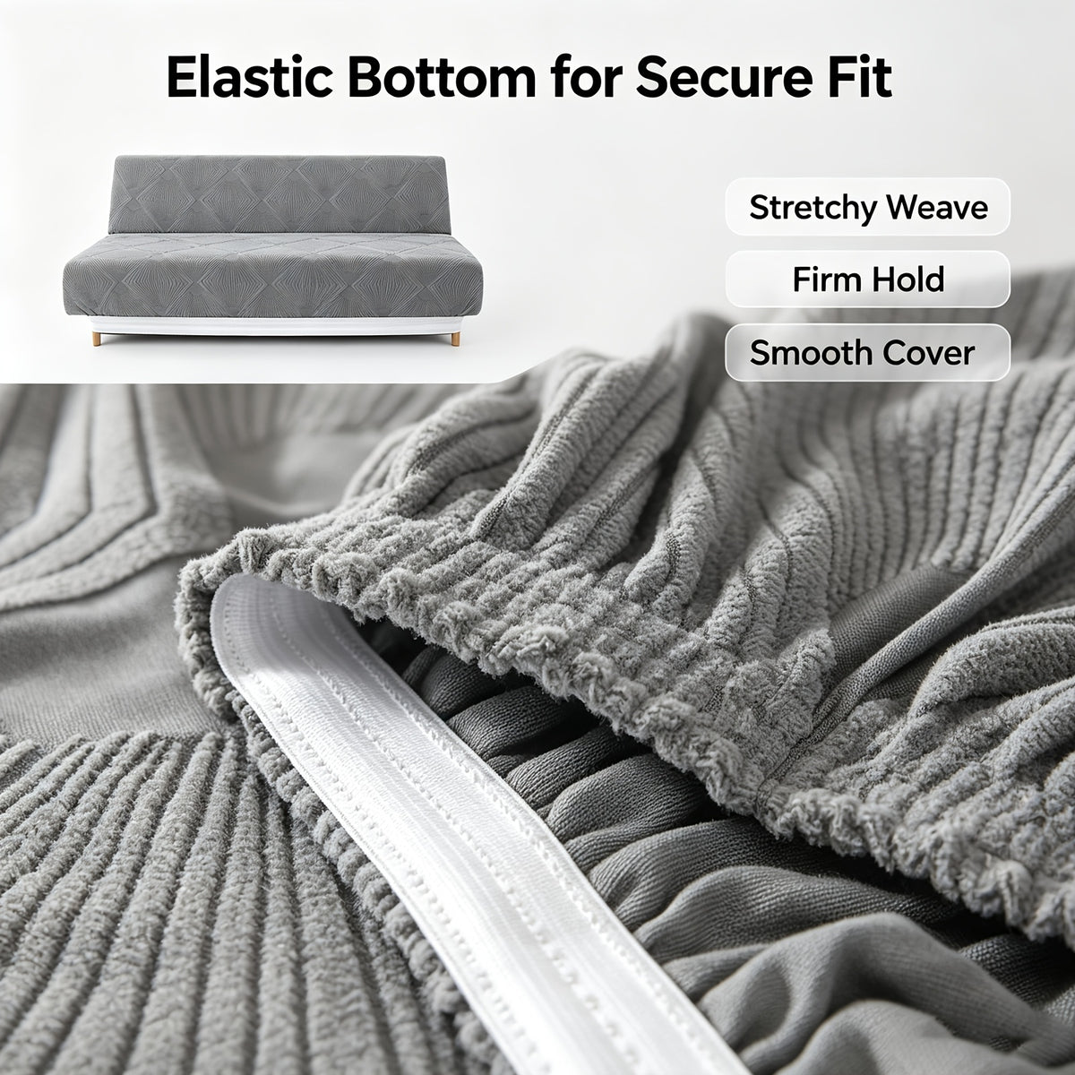 Housse de canapé extensible en polaire jacquard anti-griffes — détail de la matière : polaire