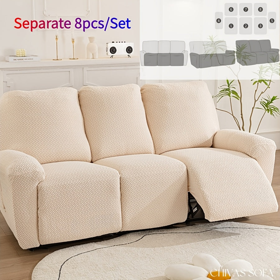 Housse de canapé extensible en polaire jacquard à motif géométrique, détail de l'ourlet