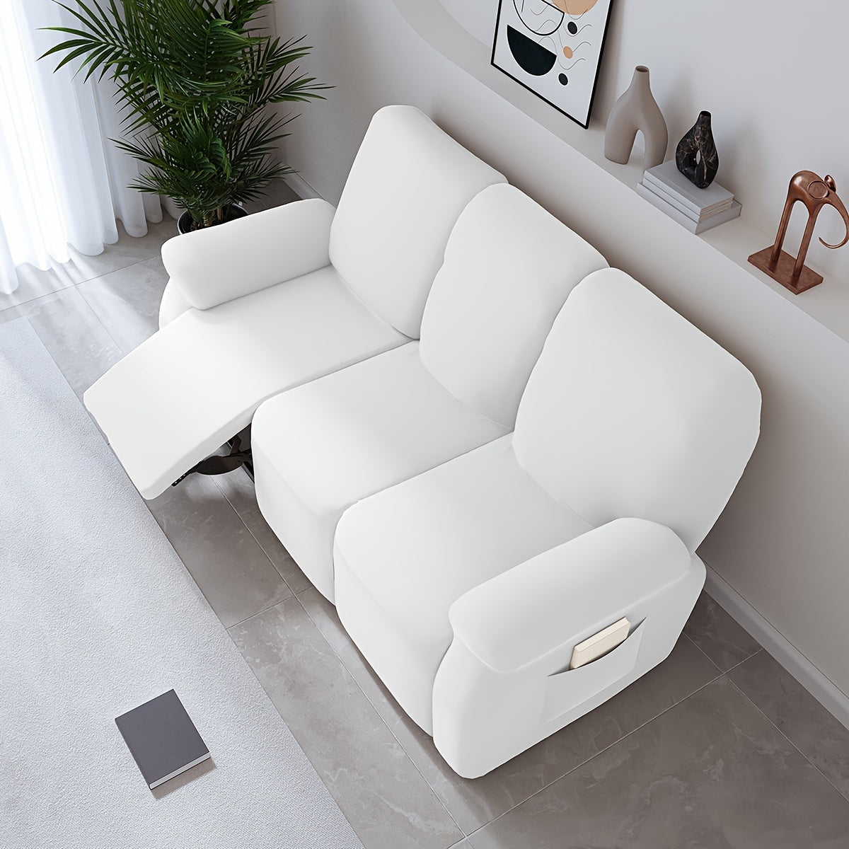 Housse de canapé extensible en fibre de lait, vue de dos