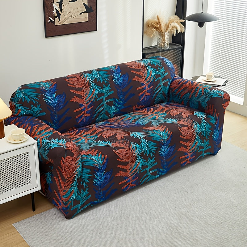 Housse de canapé extensible en fibre de lait matelassée à motif tropical, compatible fauteuil, canapé deux places, canapé trois places