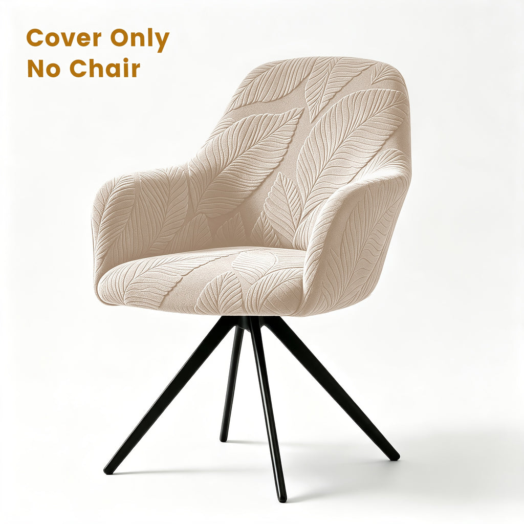 Housse de chaise extensible en polaire jacquard à motif feuillage