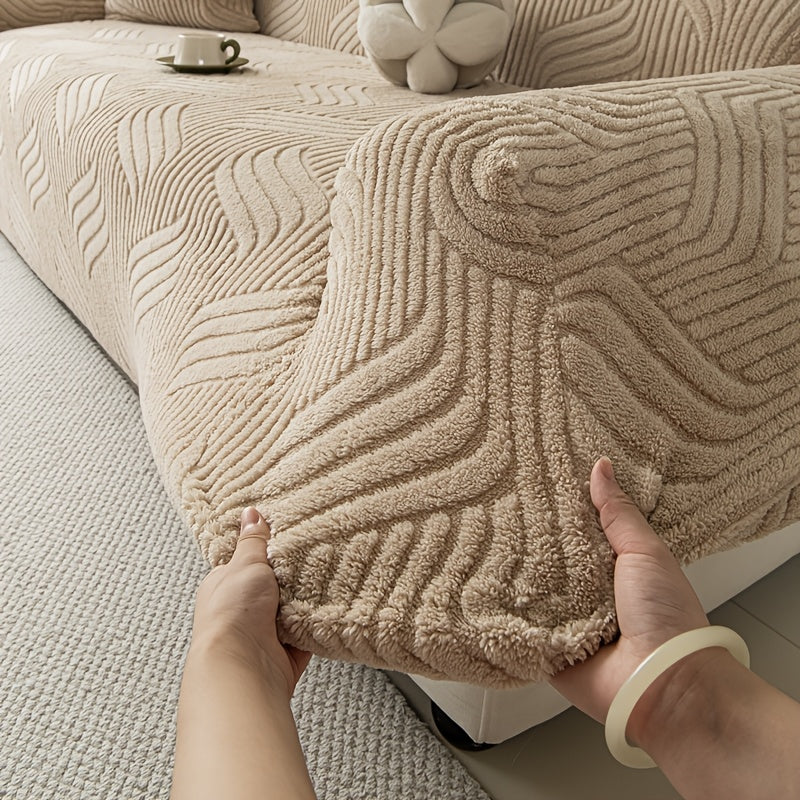 Housse de canapé épaisse en velours jacquard anti-griffes, vue d'ensemble