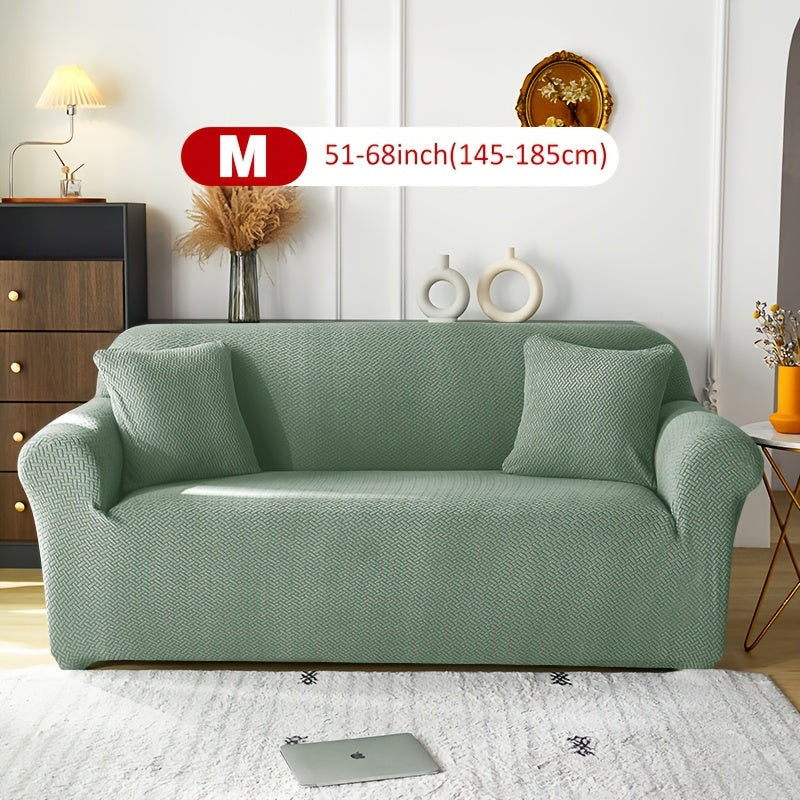 Housse de canapé extensible en velours côtelé jacquard en T, vue d'ensemble