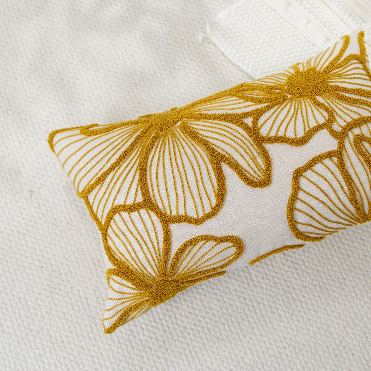 Housse de coussin en polyester à motif fleuri à fermeture éclair, vue de dos