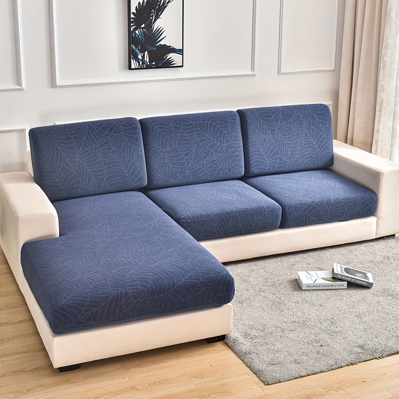 Housse de canapé extensible en polaire jacquard à motif feuillage à housses, autre coloris