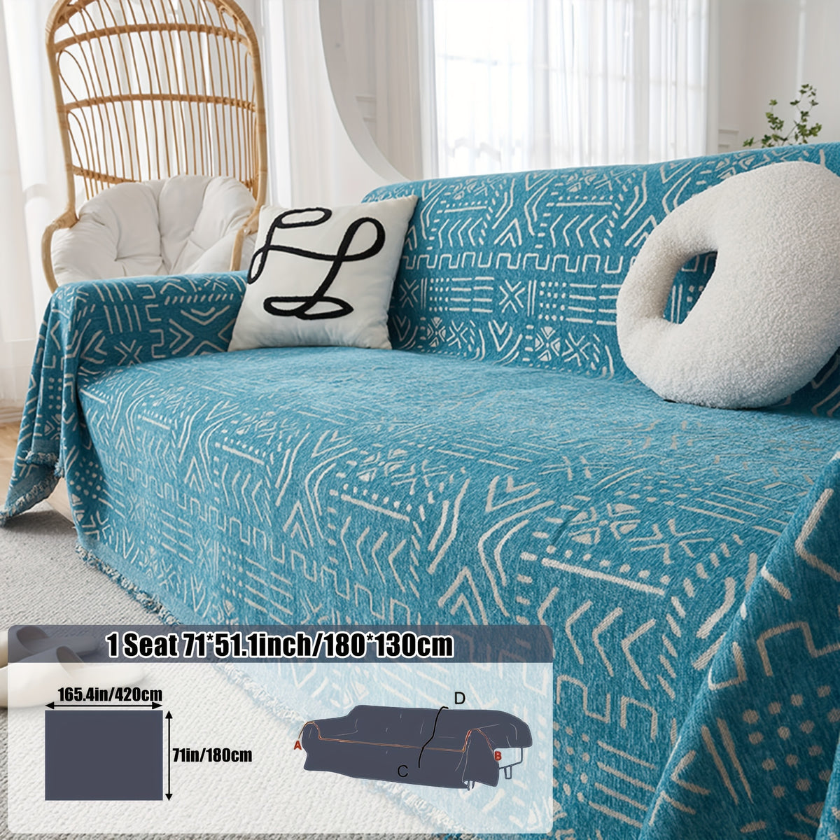 Housse de canapé en chenille jacquard anti-griffes, vue d'ensemble