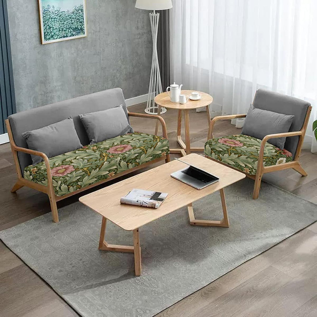 Housse de canapé en fibre de lait imprimée à motif feuillage, visuel produit