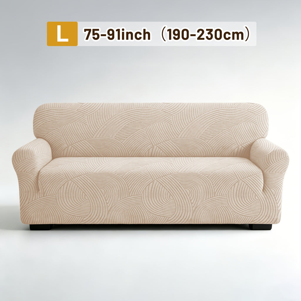 Housse de canapé extensible en polaire jacquard à motif géométrique, vue d'ensemble