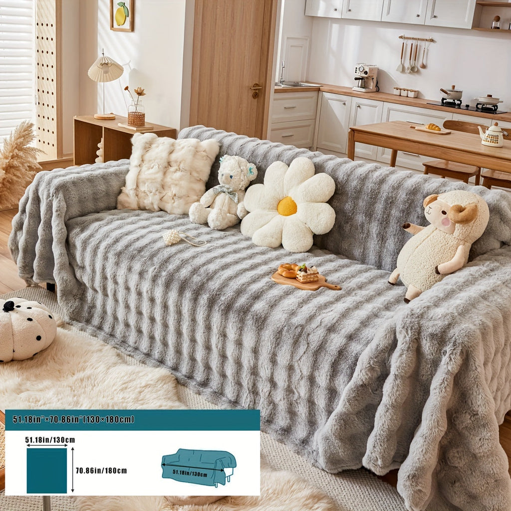 Housse de canapé en peluche, 8 coloris, vue de dos