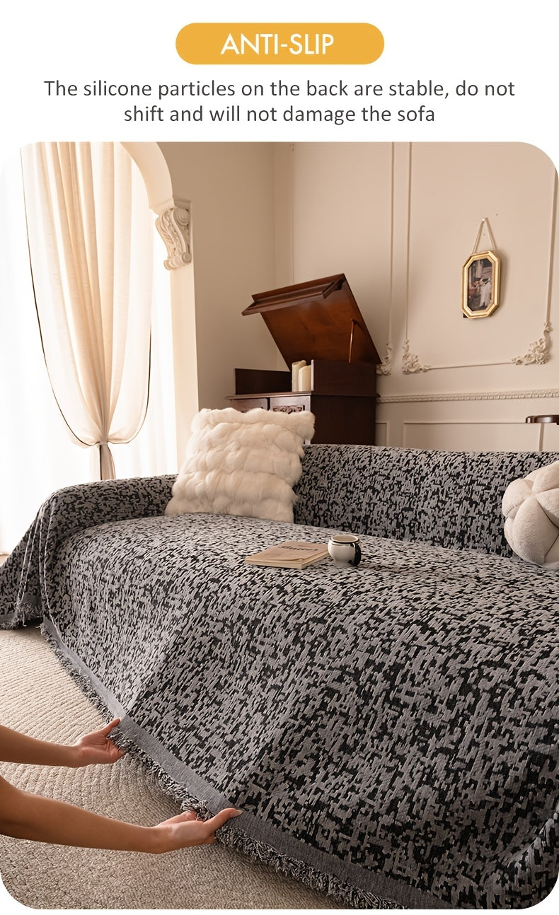 Housse de canapé en chenille anti-griffes, mise en situation