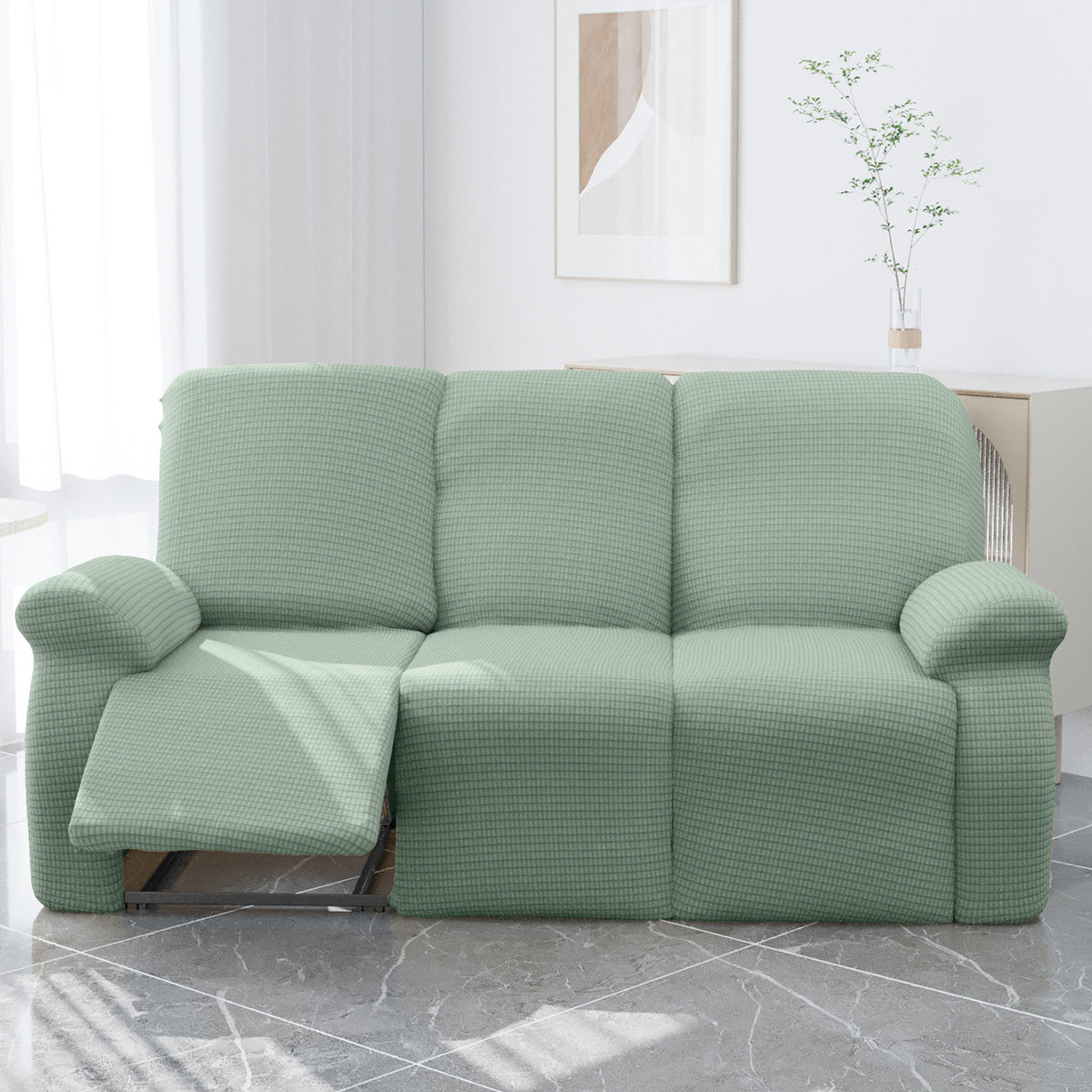 Protection de canapé extensible en polaire, gros plan sur le tissu