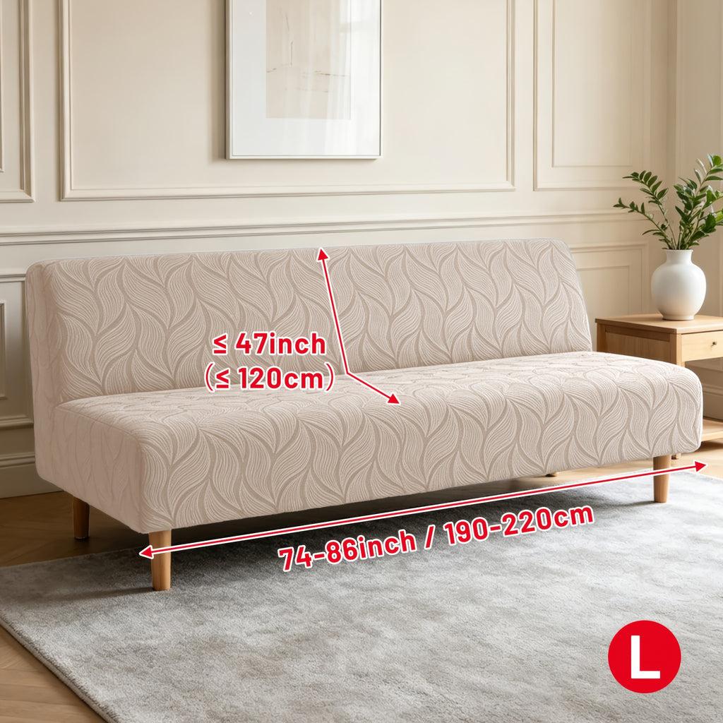 Housse de canapé extensible en polaire jacquard sans accoudoirs, vue d'ensemble