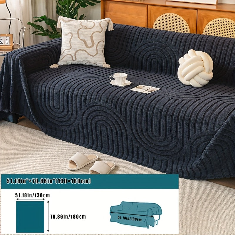 Housse de canapé épaisse en velours jacquard d'esprit vintage, housse posée