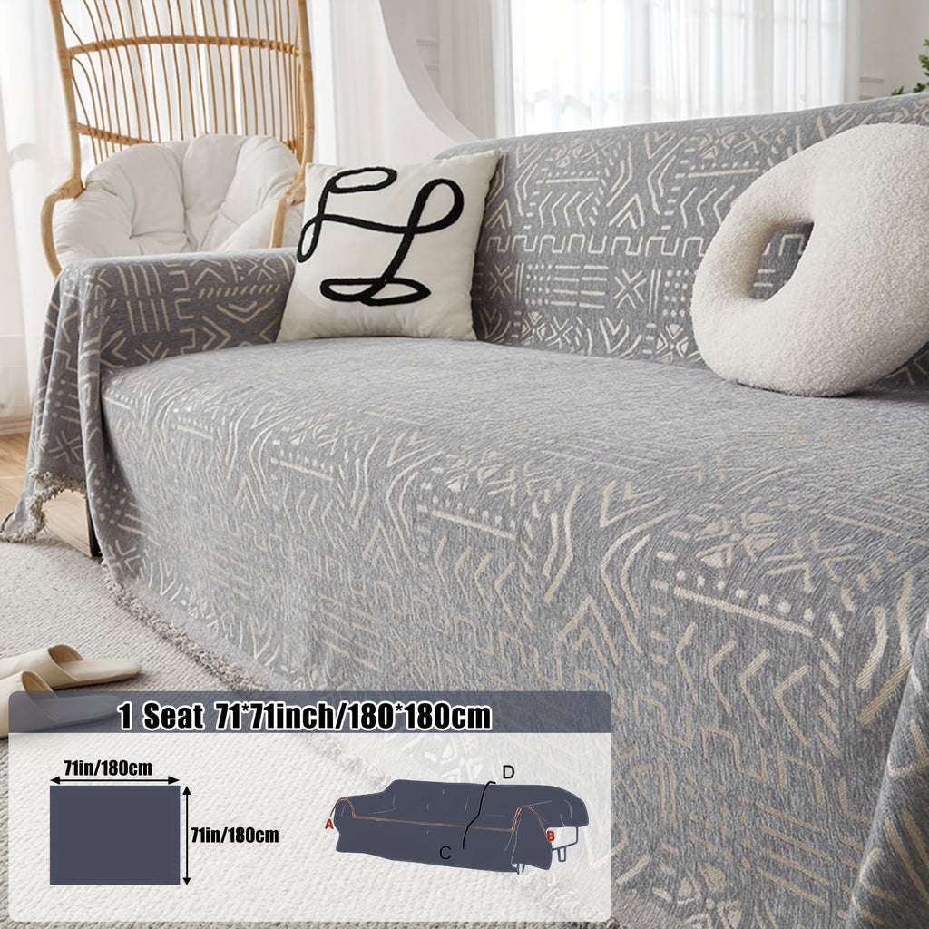 Housse de canapé en chenille jacquard anti-griffes, vue de dos