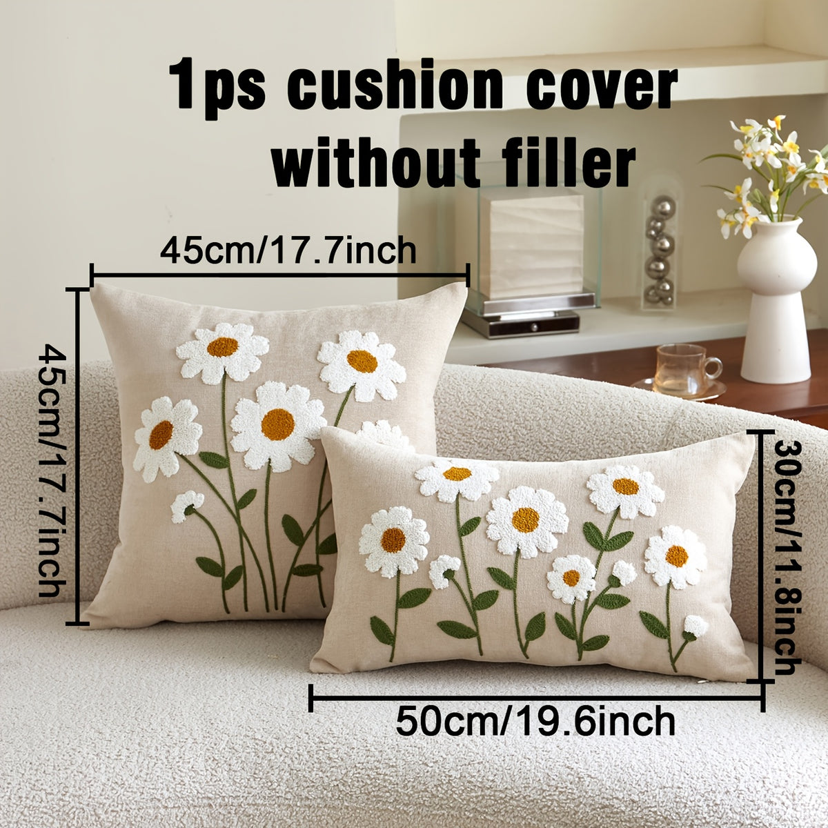 Housse de coussin en chenille à fermeture éclair — détail de la matière : chenille Image