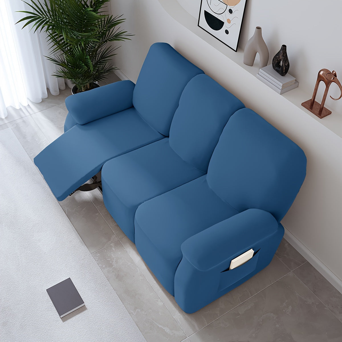 Housse de canapé extensible en fibre de lait, vue de dos