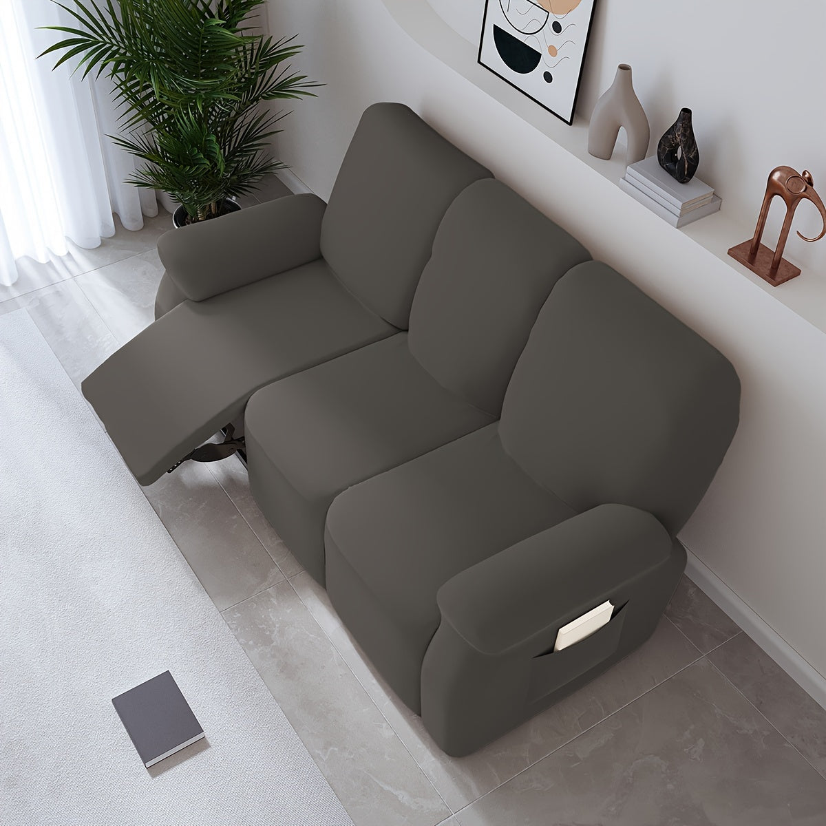 Housse de canapé extensible en fibre de lait, vue de dos