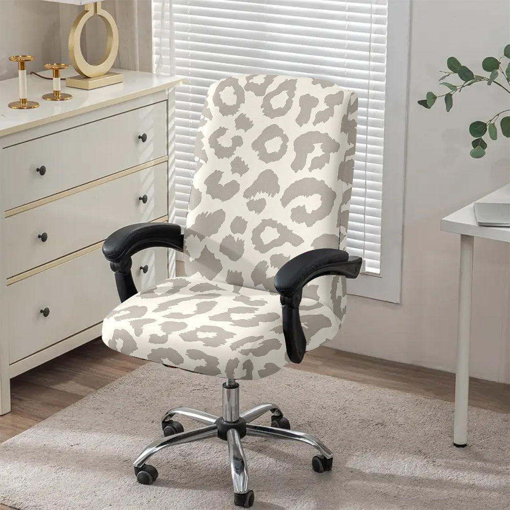 Housse de chaise extensible en fibre de lait à motif léopard à fermeture Image