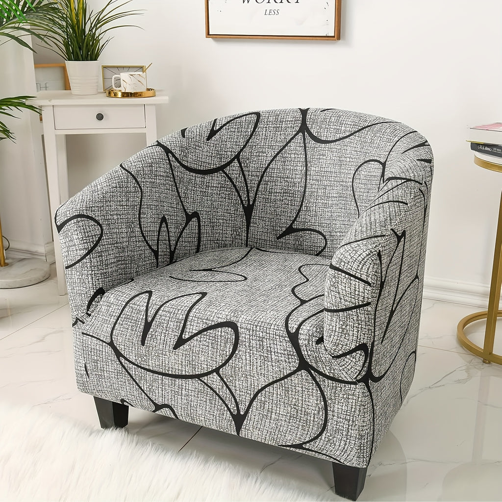 Housse de fauteuil extensible en fibre de lait d'esprit vintage, détail de l'ourlet