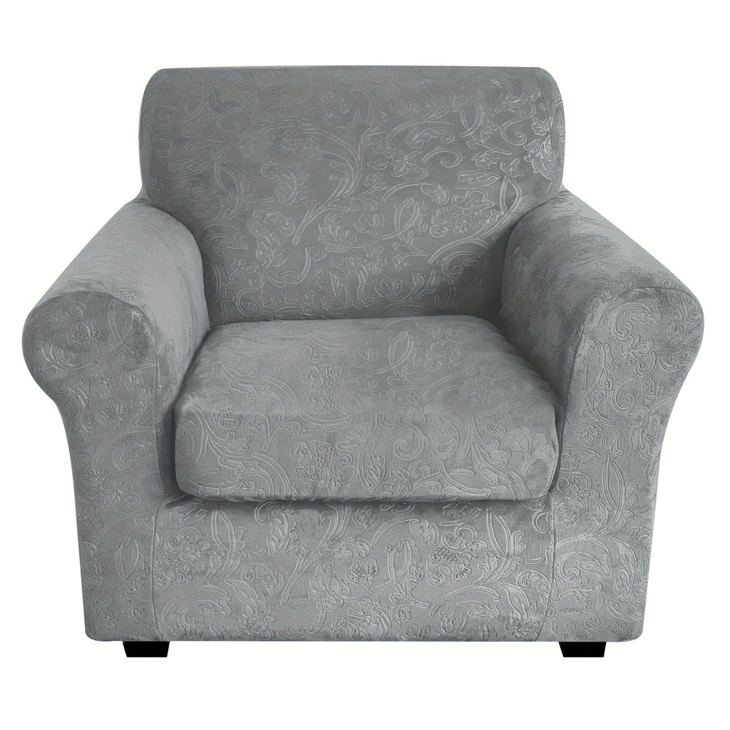 Housse de canapé extensible en polaire jacquard antidérapante à housses, mise en situation