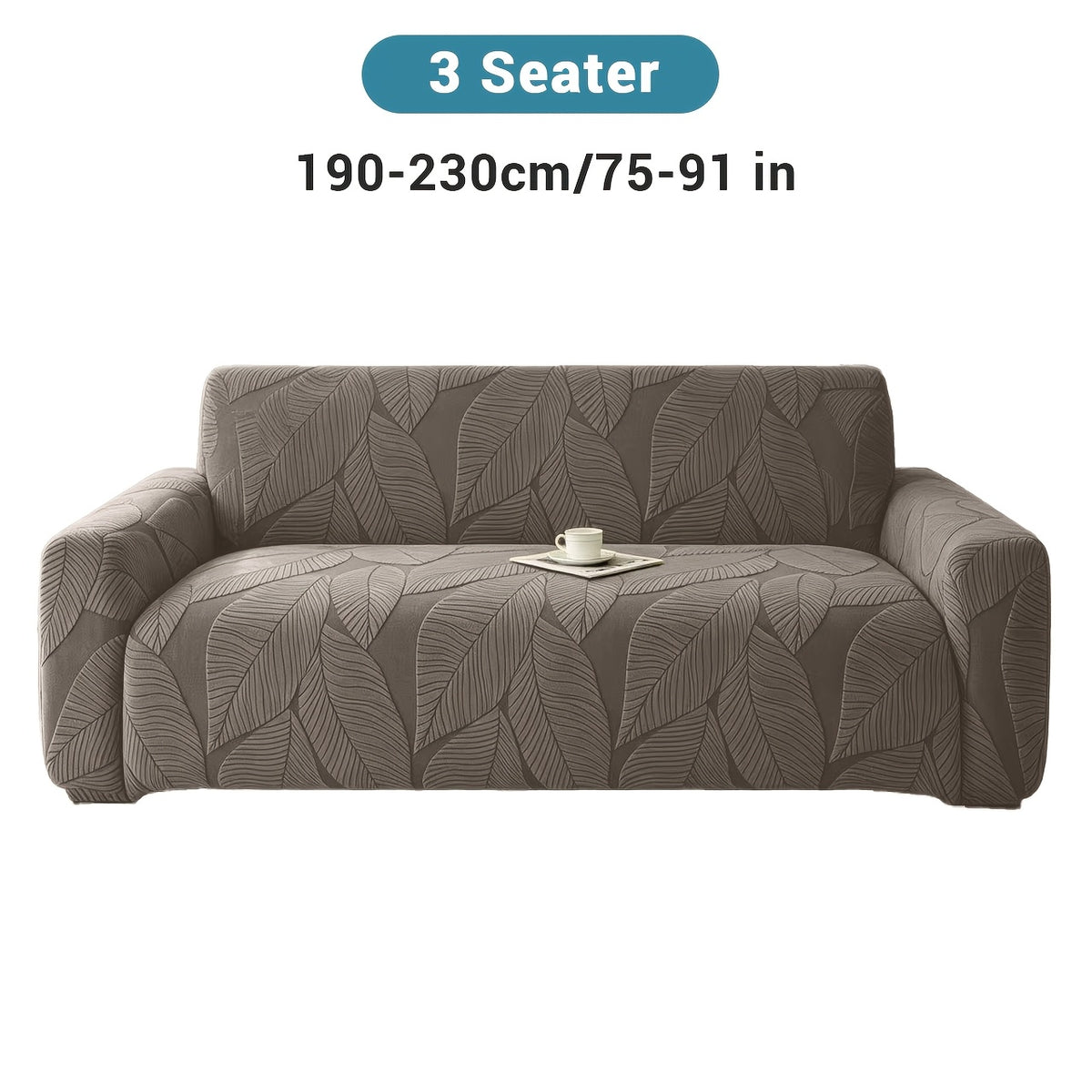 Housse de canapé extensible en polaire jacquard à motif feuillage, détail de la finition