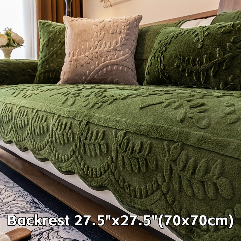 Housse de canapé en peluche jacquard à motif léopard antidérapante, housse posée