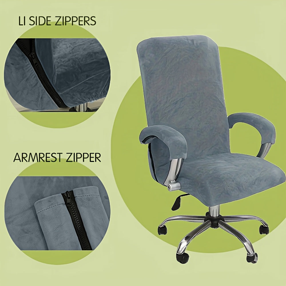 Housse de chaise extensible en velours à fermeture éclair, mise en situation