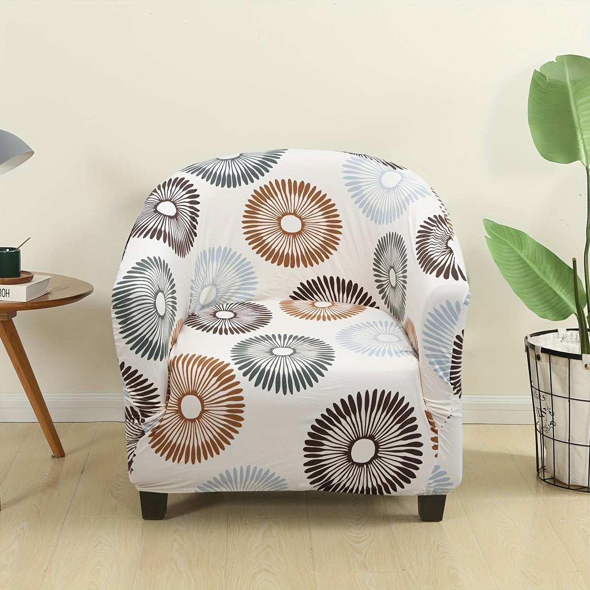 Housse de canapé extensible en polyester pour fauteuil, mise en situation