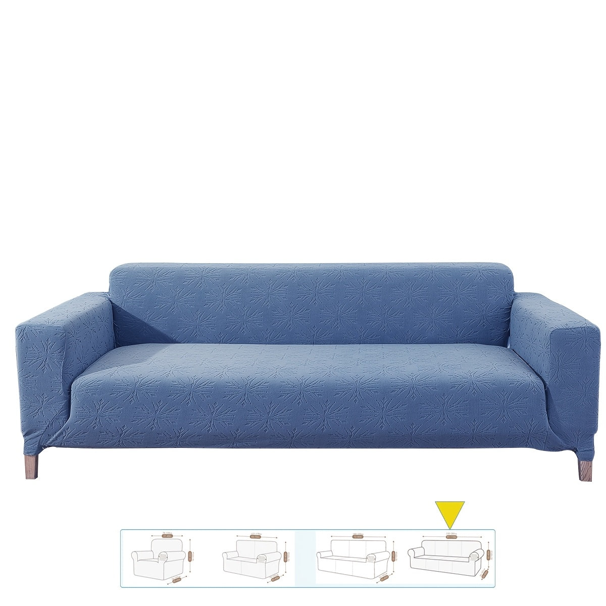Housse de canapé épaisse extensible en polaire jacquard anti-griffes, détail de l'ourlet